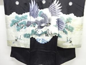 鷹模様紋付男児着物(内袖・長襦袢付き)